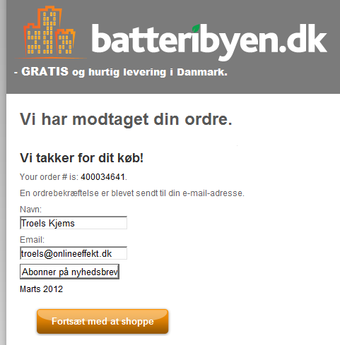 Batteribyen.dk - Nyhedsbrev efter koeb